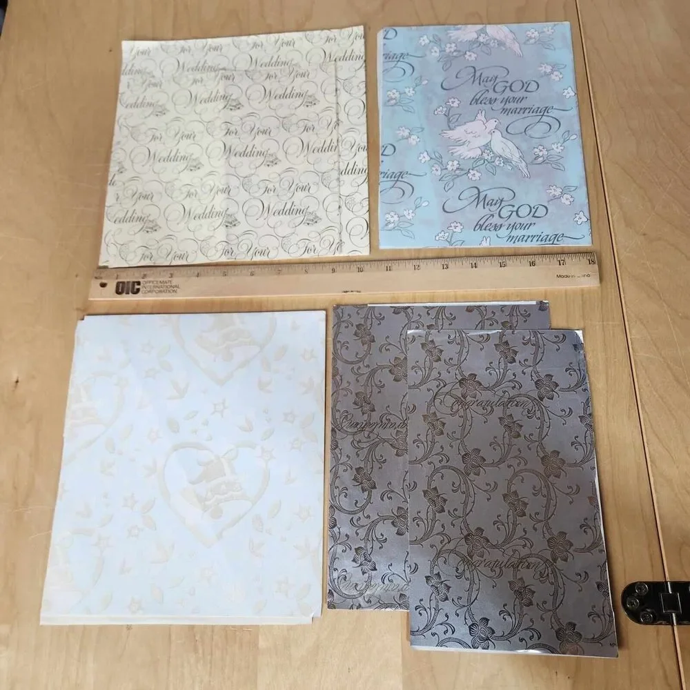Vintage Gift Wrap Lot Wrapping Paper Wedding Bridal Theme Retro 20+ Sheets